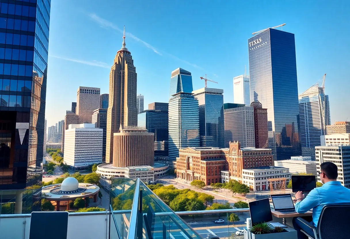 Business professionals in Texas urban setting