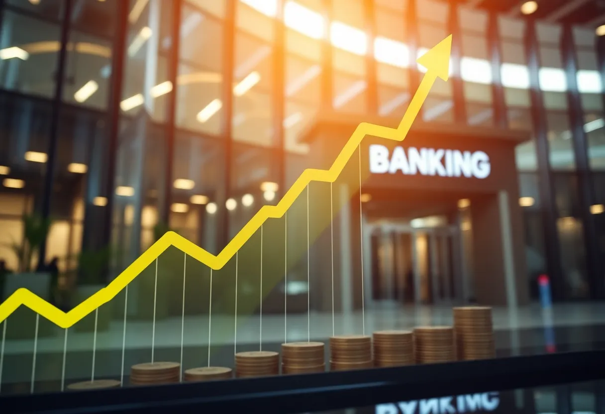 Graphic illustrating financial growth and banking success