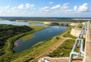 Texas water infrastructure project illustrating reservoir and pipelines