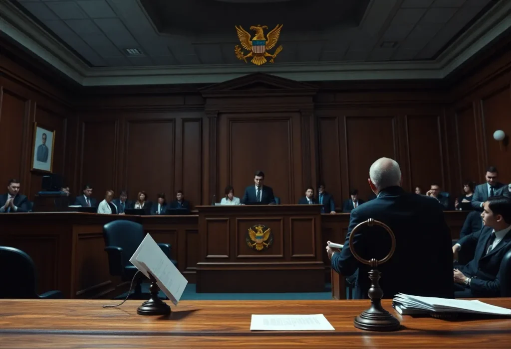 Courtroom scene representing white-collar crime in Texas