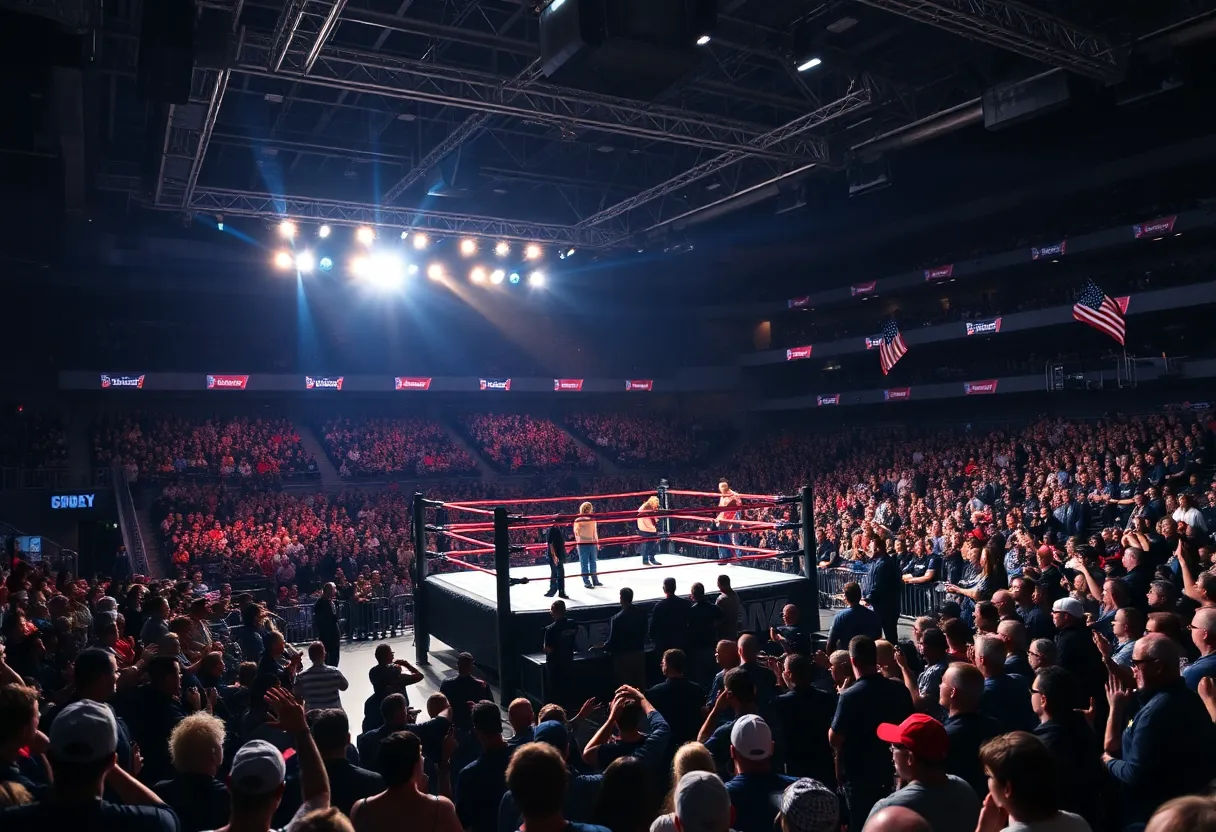 Wrestling ring during TNA Wrestling's debut show on AMC with fans in attendance