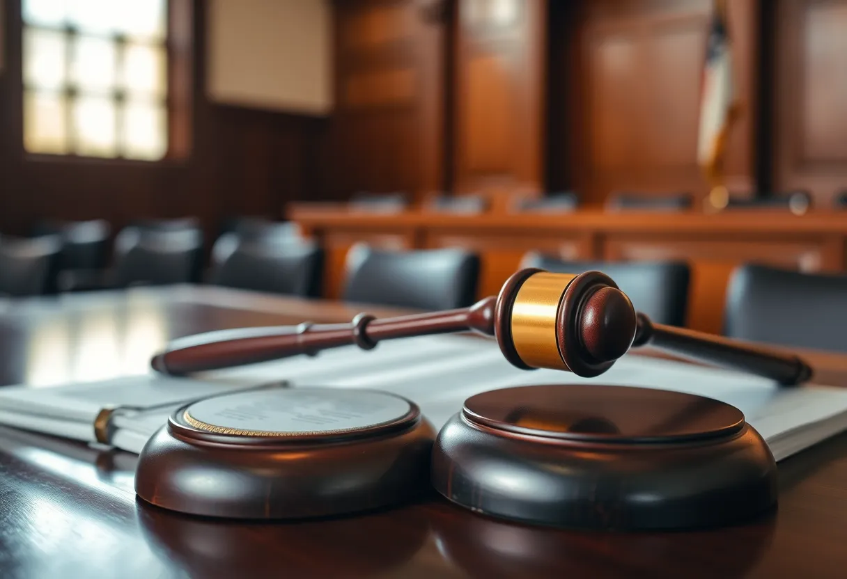 Courtroom gavel symbolizing justice and exoneration