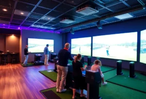 Topgolf venue showcasing golf simulators and vibrant environment