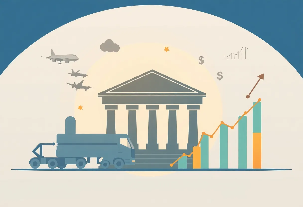 An abstract representation of financial growth and technology in the banking sector.