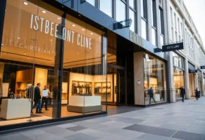 Luxury retail store front symbolizing crises in leadership and finances