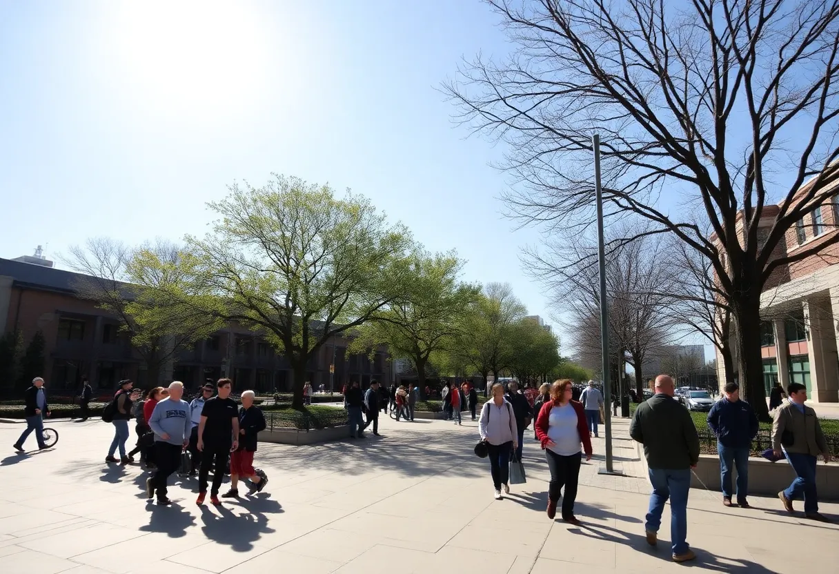 People enjoying sunny outdoor weather in Dallas-Fort Worth during winter.