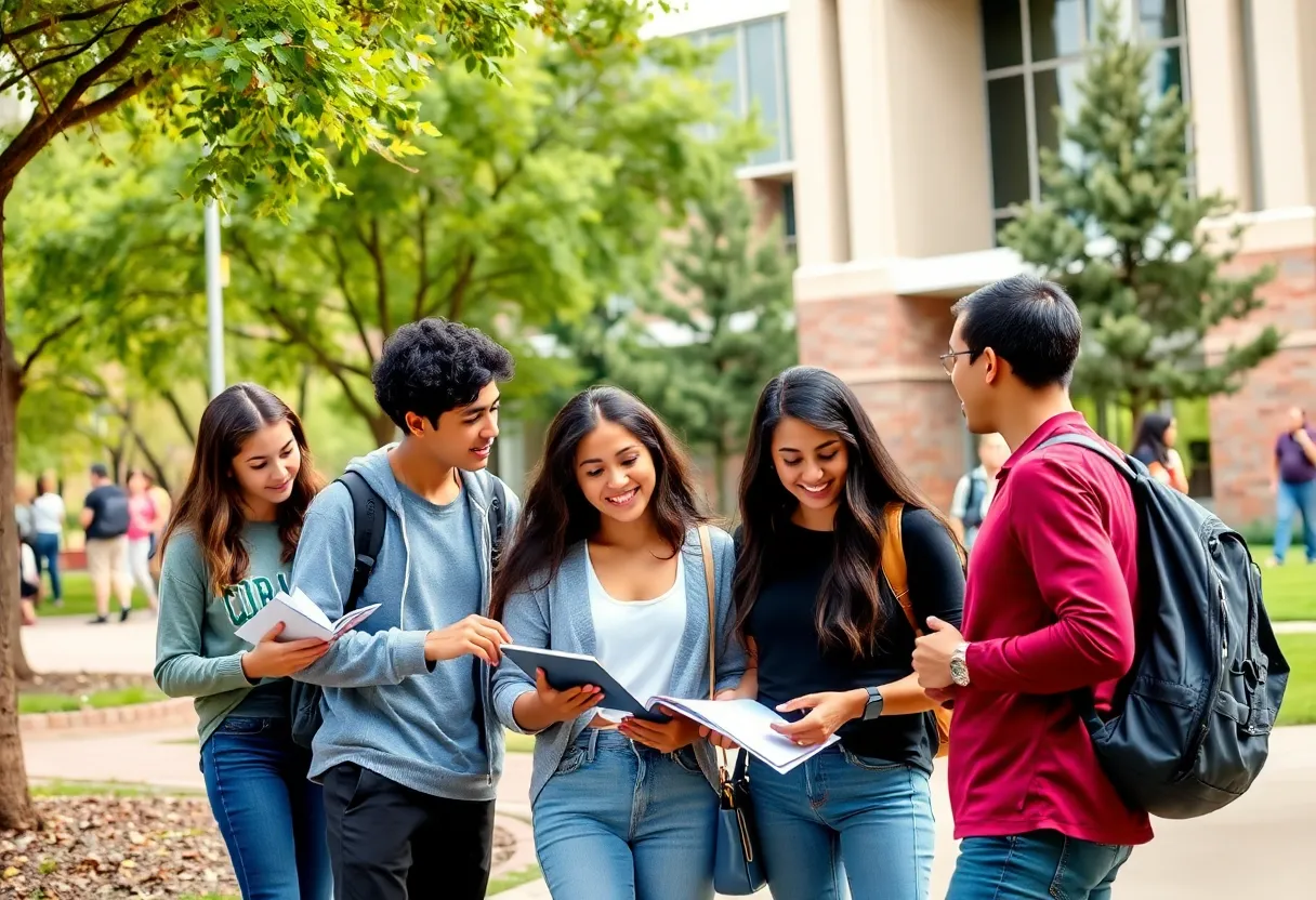 Students on the University of North Texas campus engaged in study