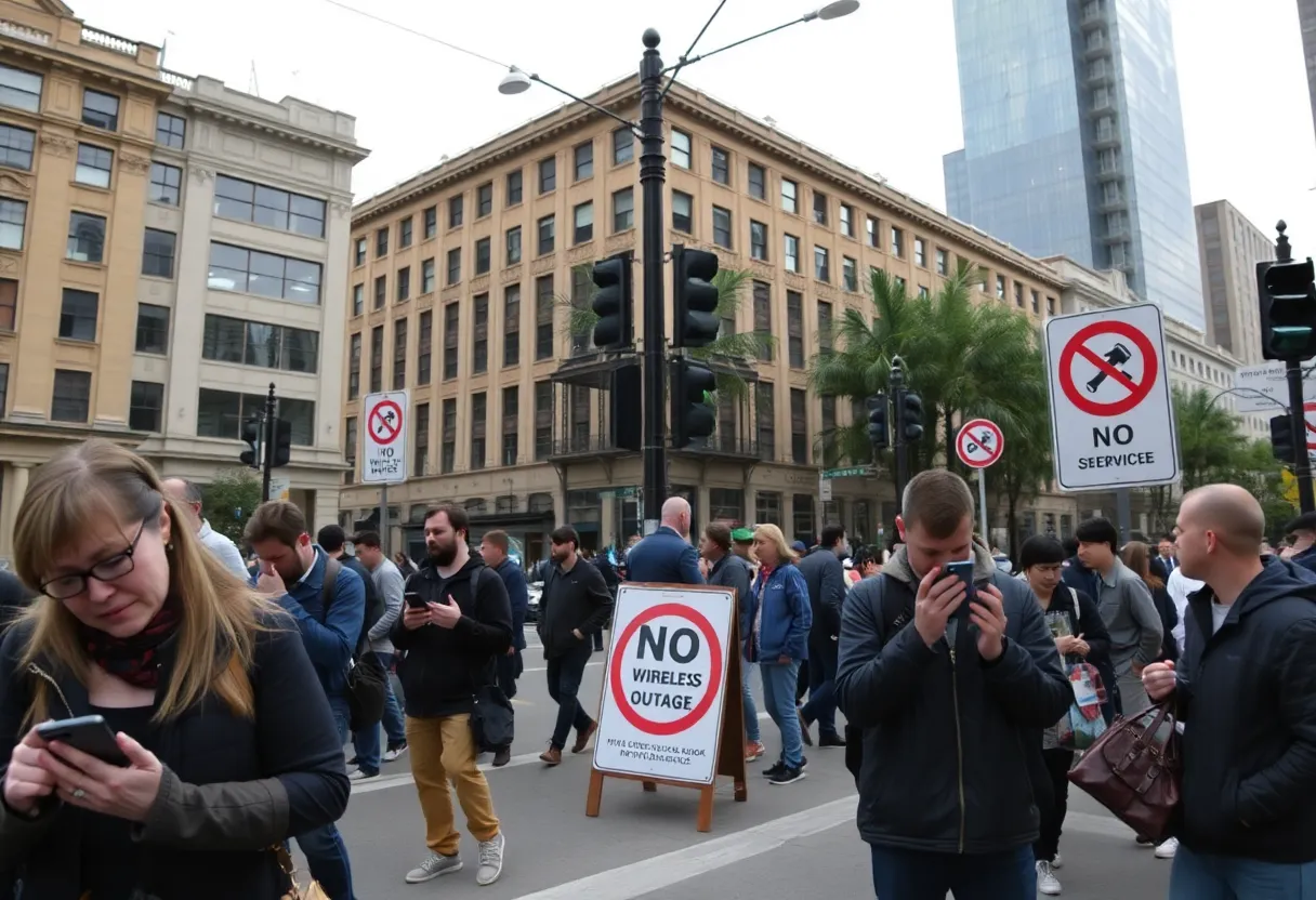 People in a city frustrated by the Verizon wireless outage