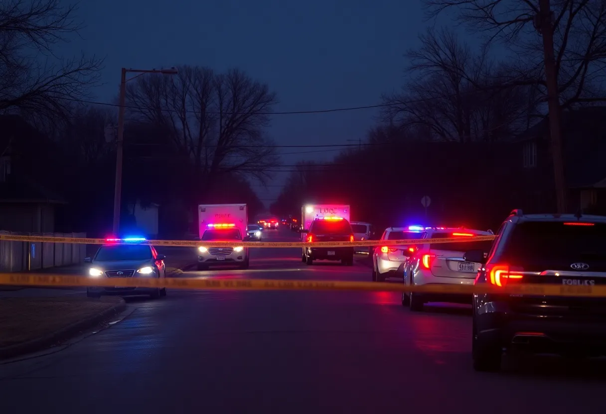 Police investigation scene in West Dallas following a shooting incident