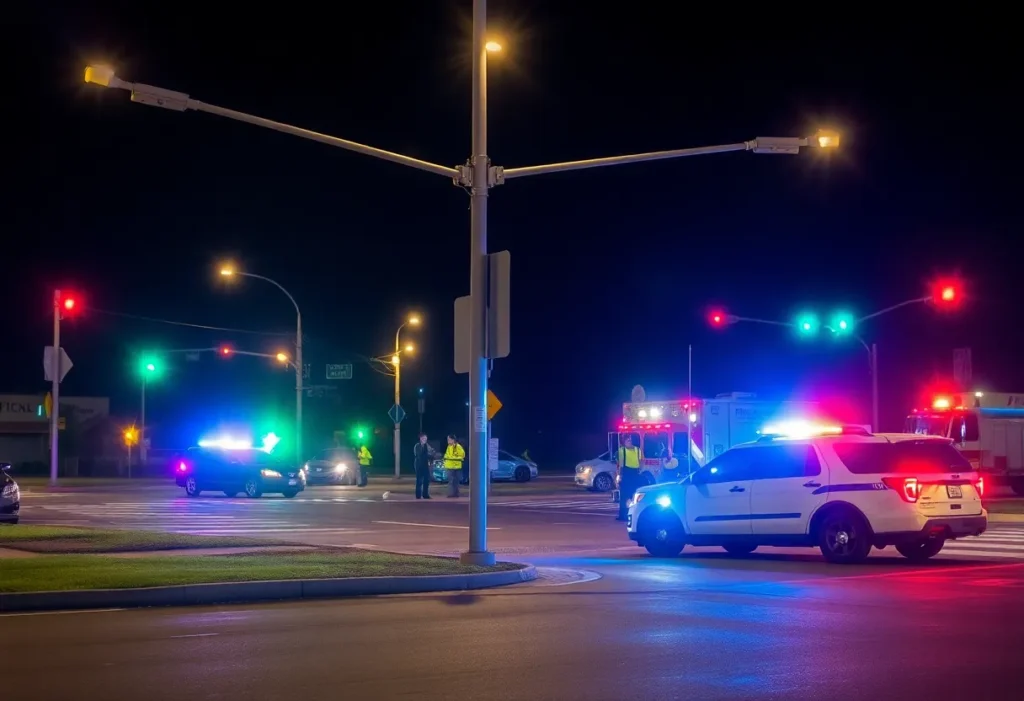 Emergency responders at the scene of a wrong-way collision in Fort Worth, Texas.