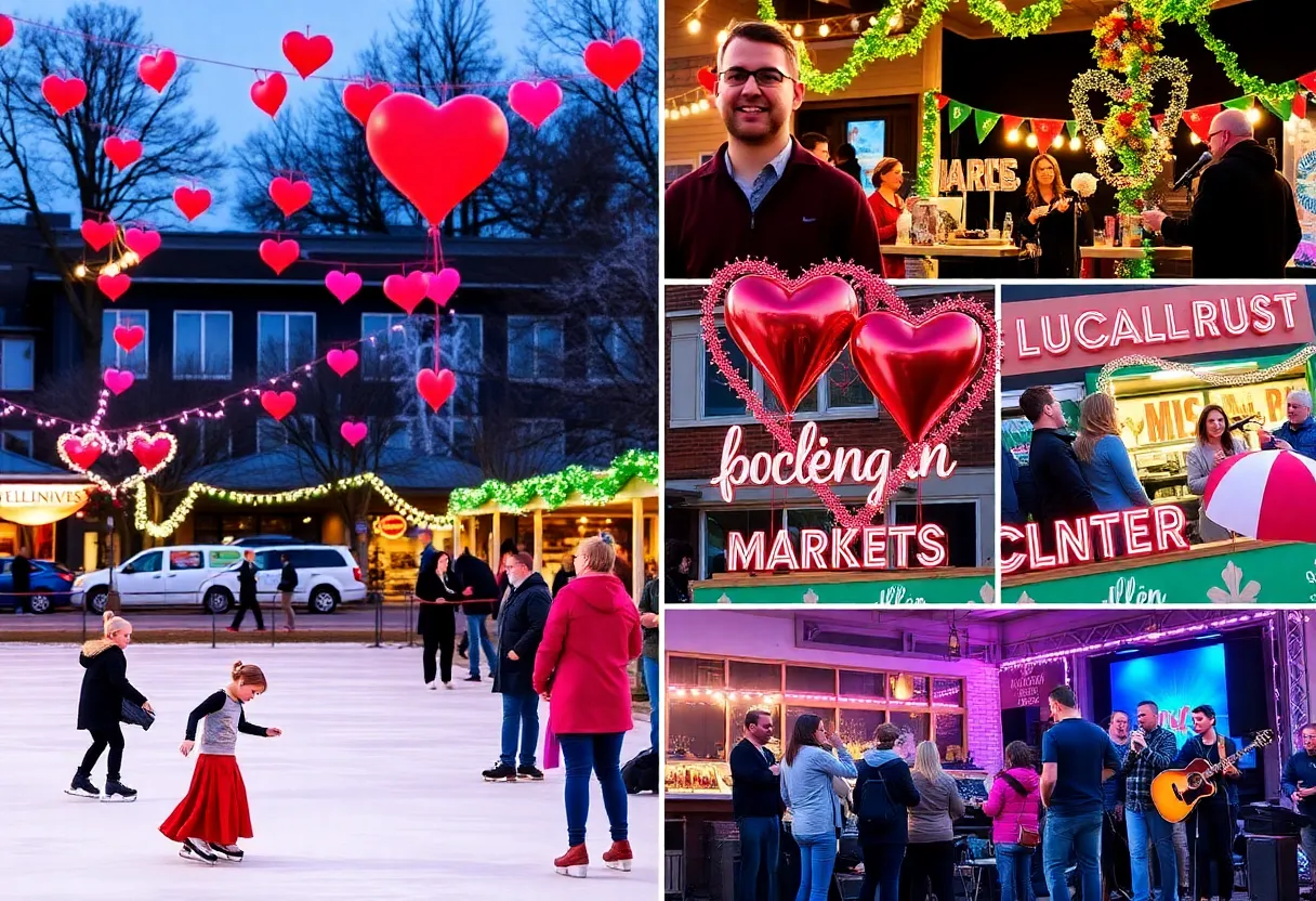 Collage of events in Allen TX for Valentine's Day and Mardi Gras weekend