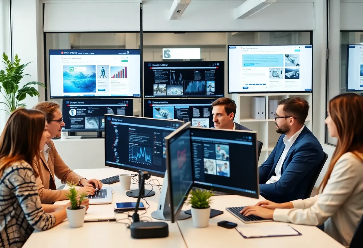 Team working on AI-optimized website design