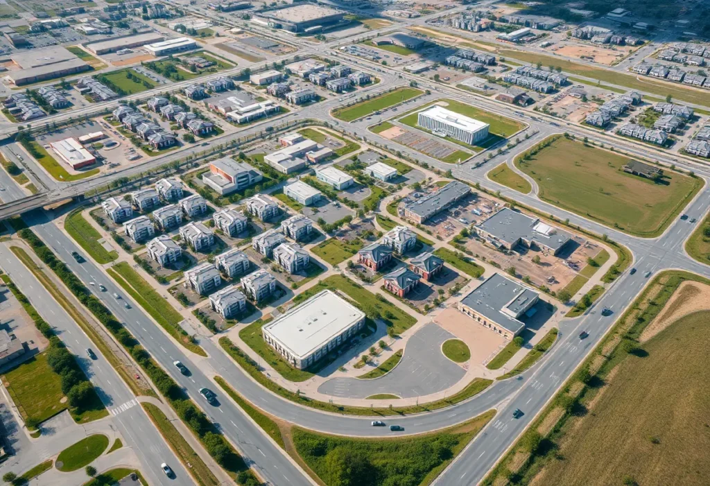Aerial view of the Carrollton Gateway development site in Texas