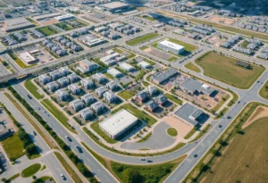Aerial view of the Carrollton Gateway development site in Texas