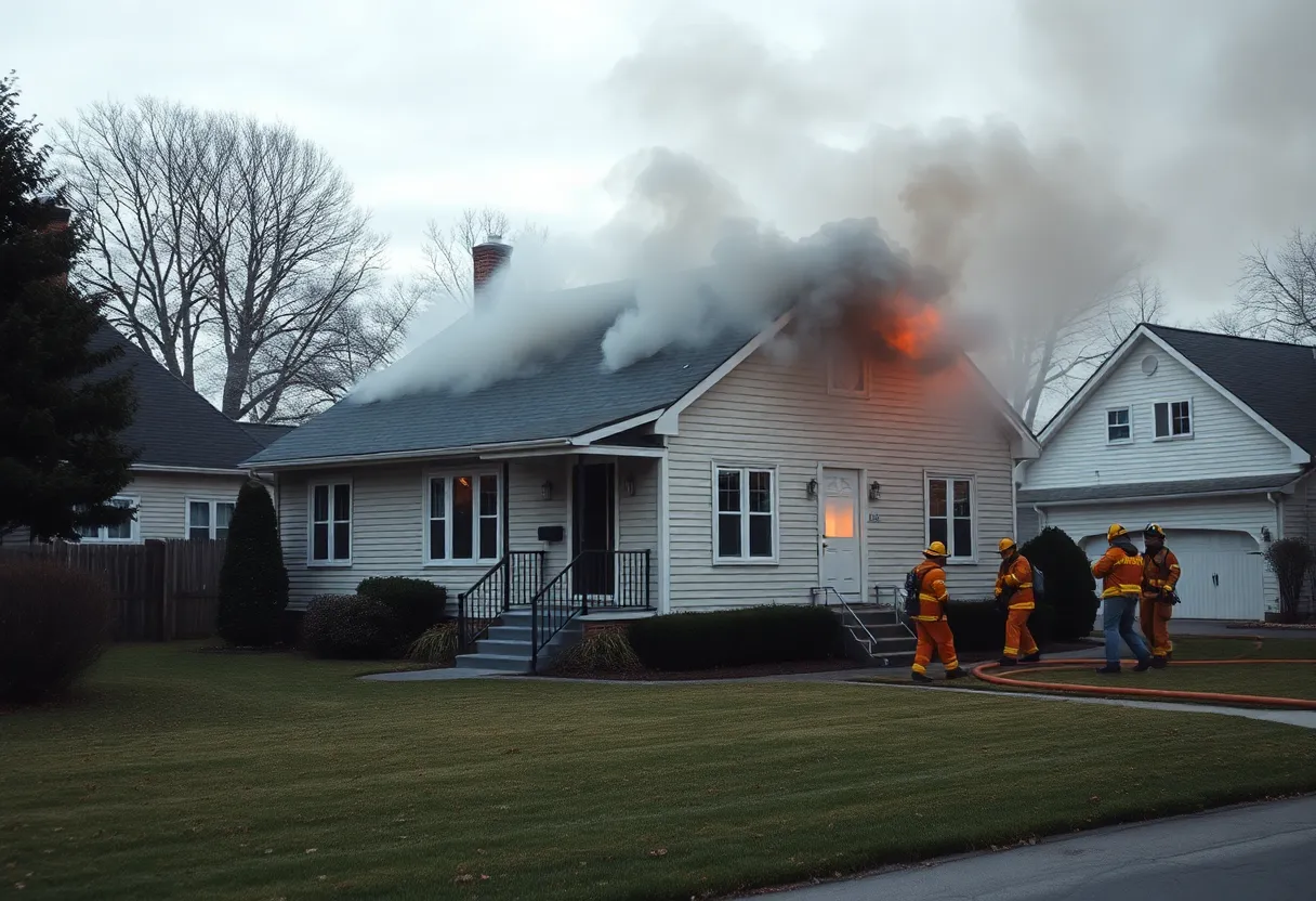 Firefighters responding to a house fire in Cedar Crest neighborhood.