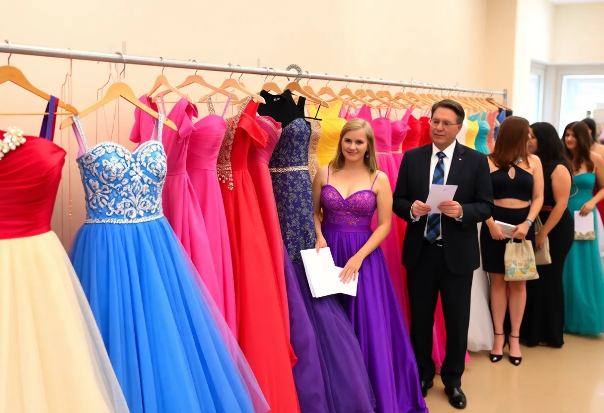 Volunteers collecting formal dresses and accessories for local teens