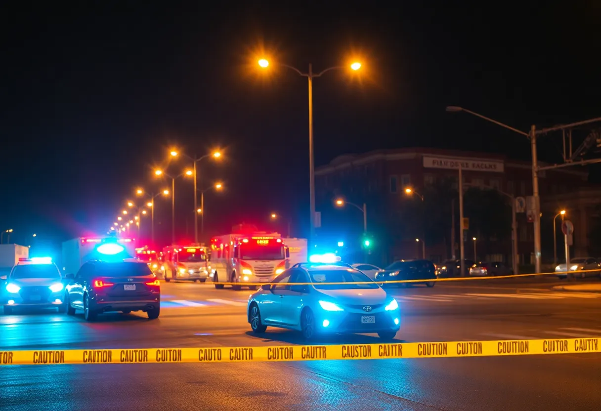 Emergency vehicles at a traffic accident scene in Dallas