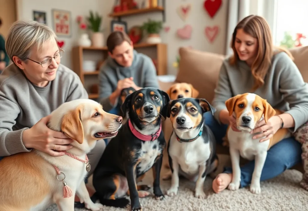 Dogs from Dallas Animal Services enjoying a Valentine's Day event
