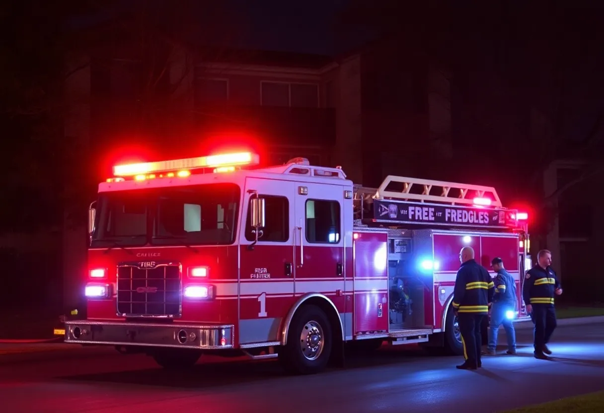 Firefighters at the scene of an apartment fire in Dallas