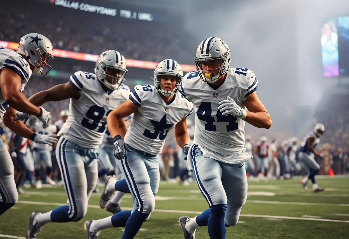 Dallas Cowboys team playing on the field during a game