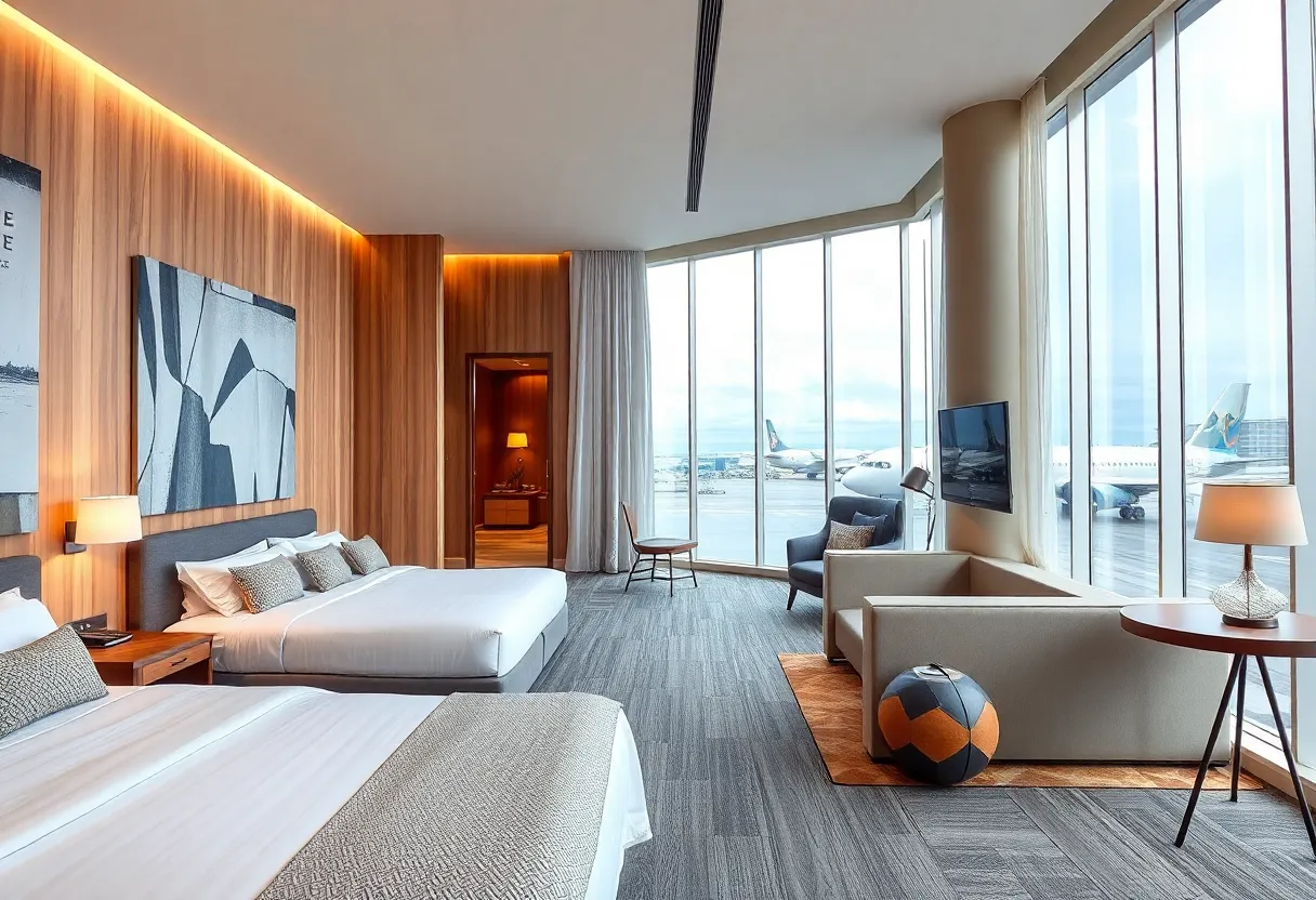 Modern hotel design adjacent to Dallas Executive Airport