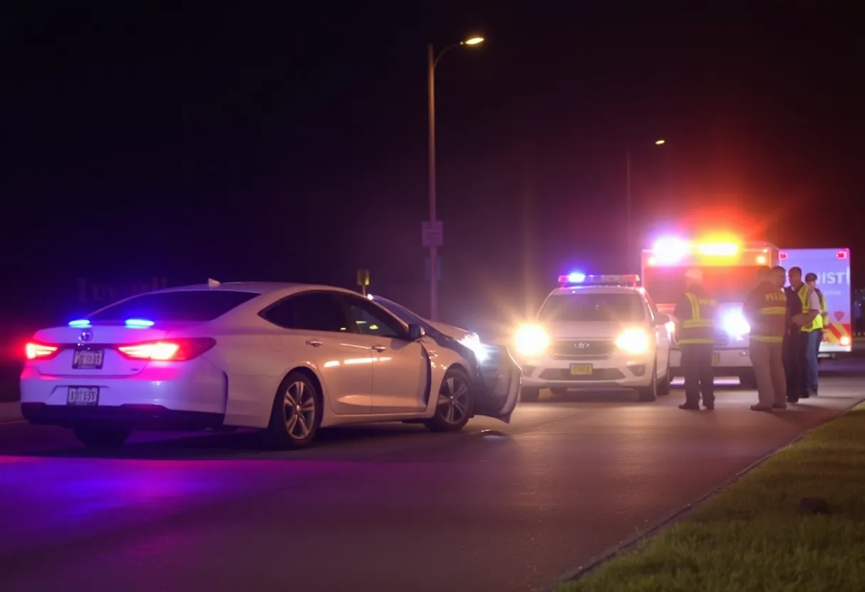 Scene of a fatal car accident in Dallas with emergency responders.