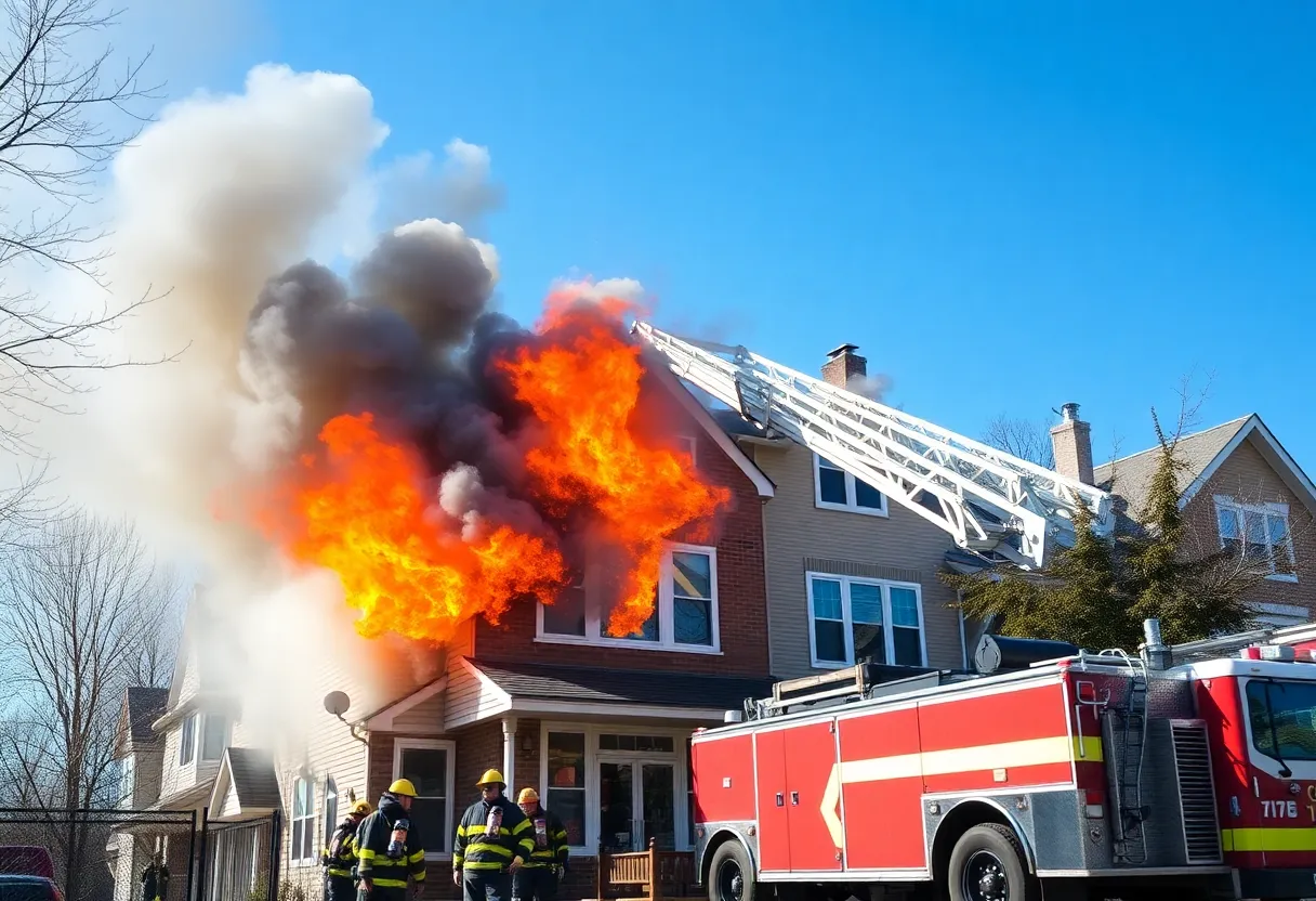 Firefighters combating a fire at a Dallas townhome