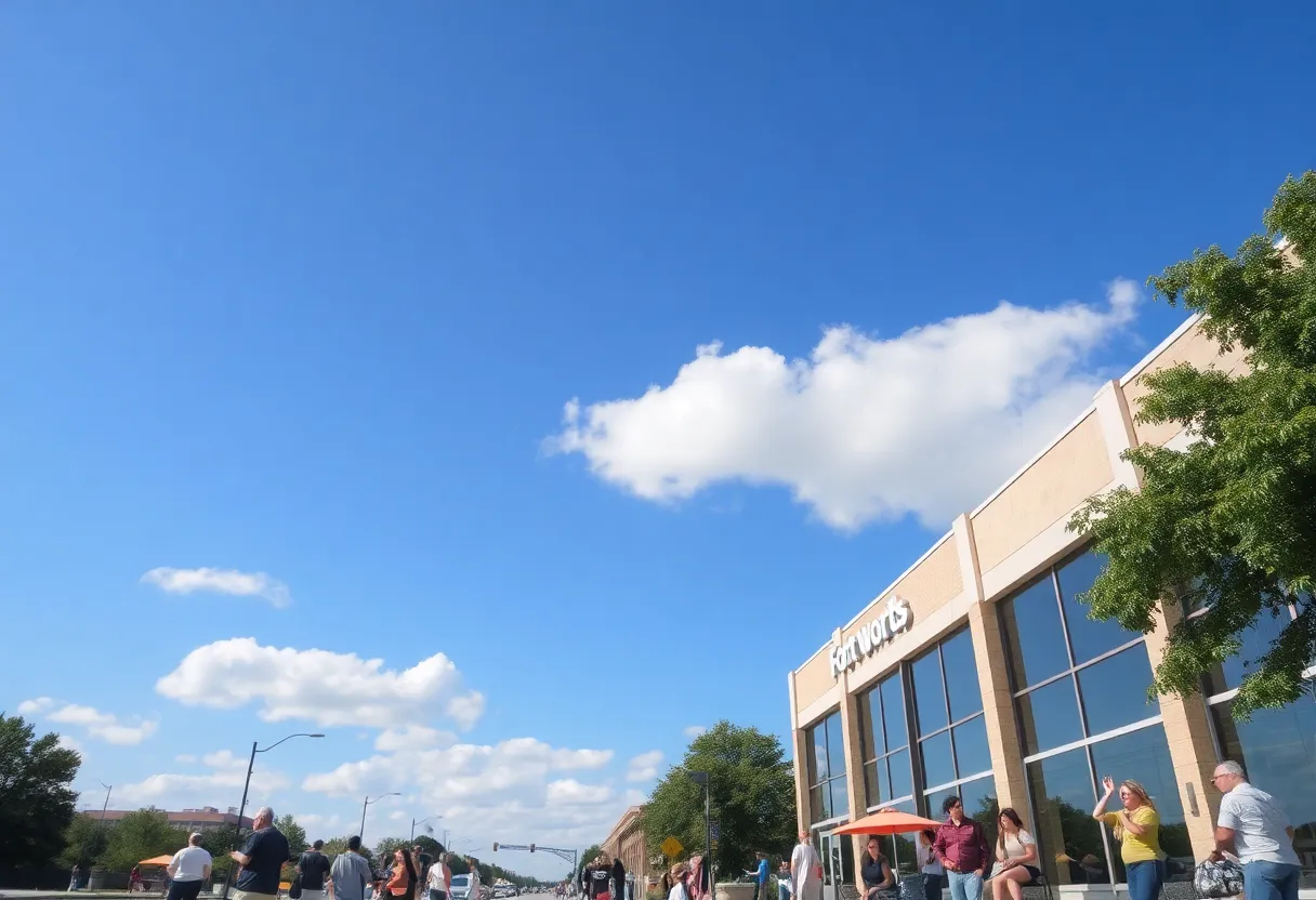 Sunny day in Dallas-Fort Worth with people outdoors