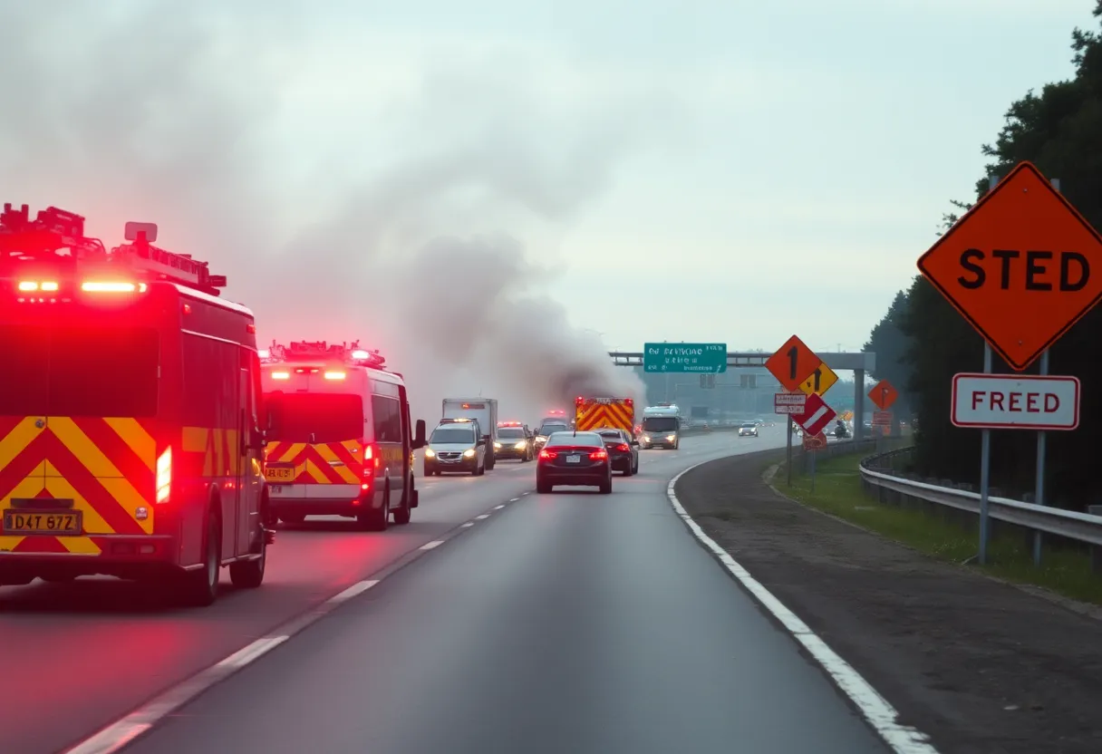 Emergency response at a major highway accident in Dallas