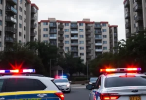 Police activity outside an apartment complex in Oak Lawn, Dallas.