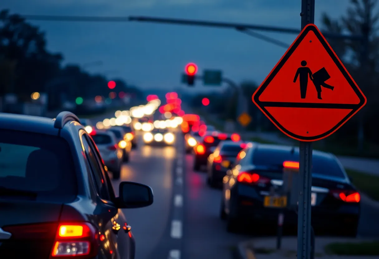 Early morning traffic on Northwest Highway in Dallas emphasizing road safety