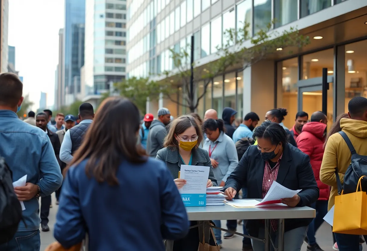 Community members receiving assistance with tax filing in Dallas