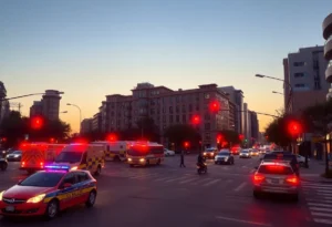 Emergency services responding to a traffic collision at Alpha Road and Barton Drive in Dallas.