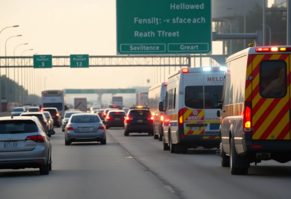Traffic congestion on U.S. 75 in Dallas due to an accident