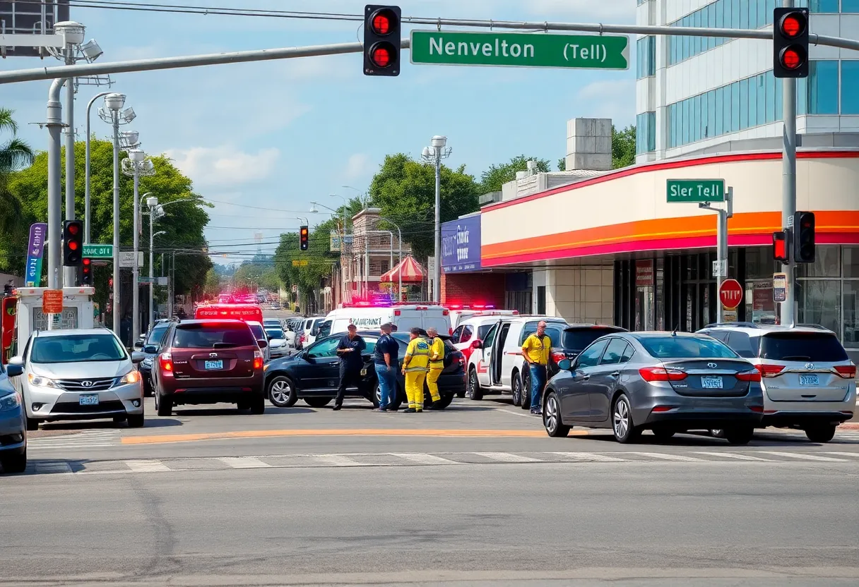 Emergency services responding to a vehicle accident in Dallas