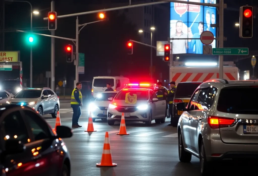 Scene of a vehicle collision at Florence Street and N Central Expressway in Dallas with emergency responders.