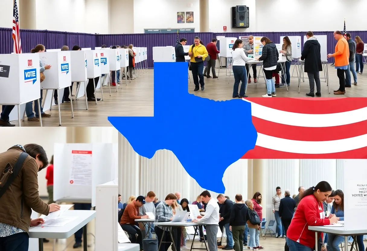 Collage of Dallas voters participating in the election process.