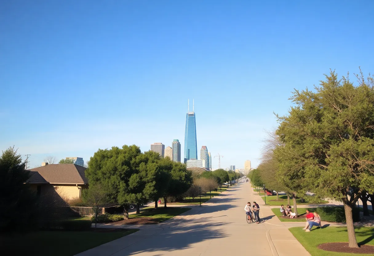 Dallas Texas with clear skies and mild weather