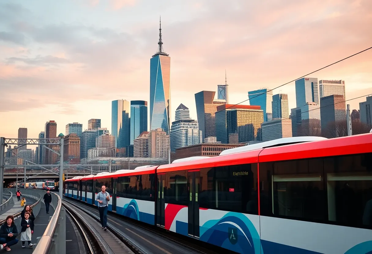 Dallas transit system with buses and rail lines