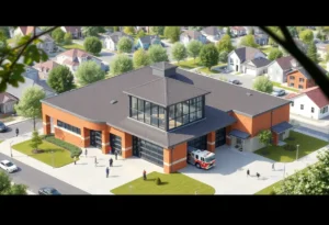 Architectural design of Denton's new fire station