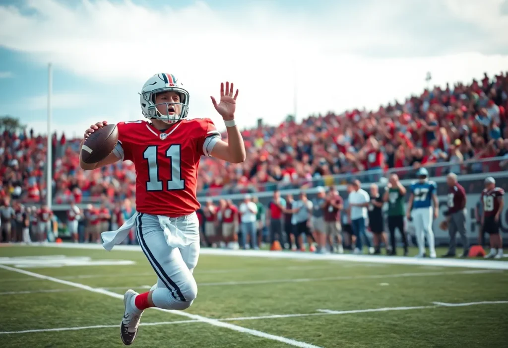 Young quarterback celebrating during the Super Bowl