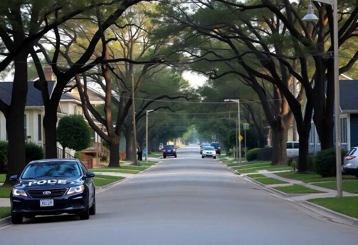 A peaceful street scene in East Oak Cliff, highlighting the area where a crime investigation is taking place.