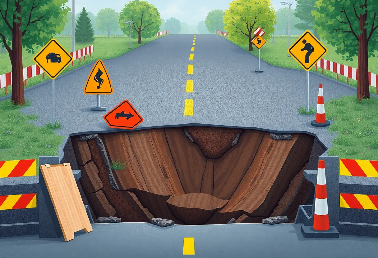 Collapsed section of Empire Church Road in Groveland