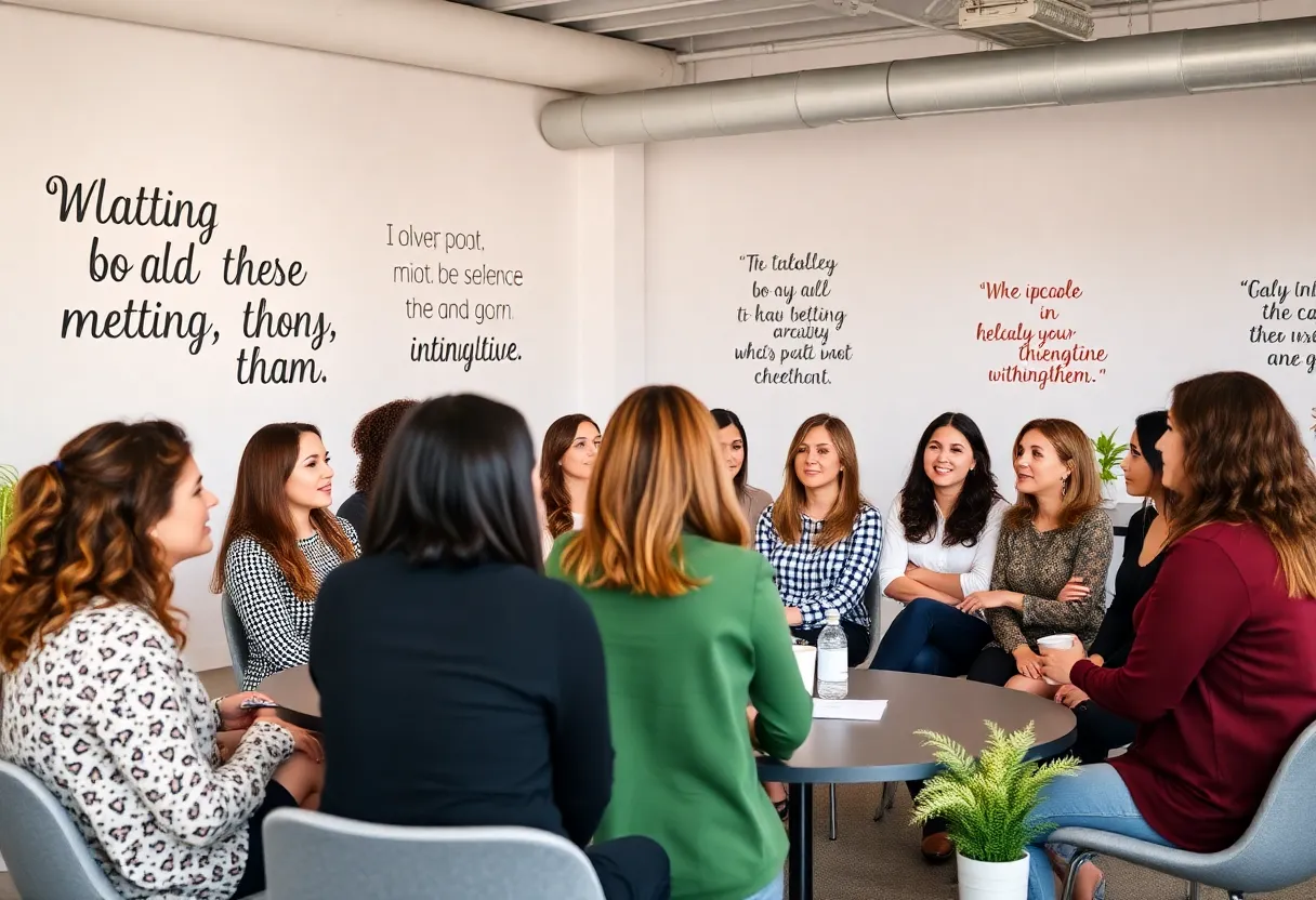 Women collaborating in a modern workspace to promote entrepreneurship