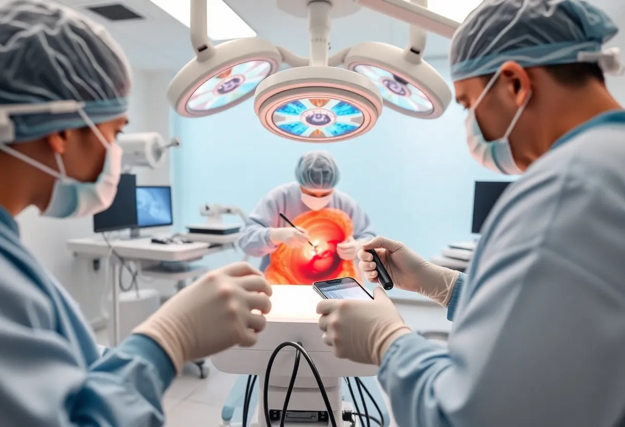 Medical professionals conducting an Endoscopic Sleeve Gastroplasty procedure