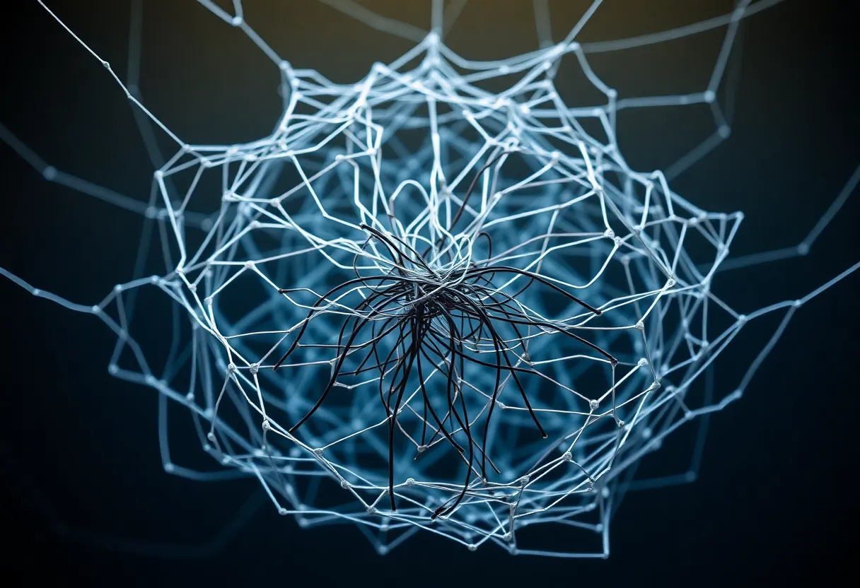 Artistic representation of a tangled web symbolizing Epstein's network