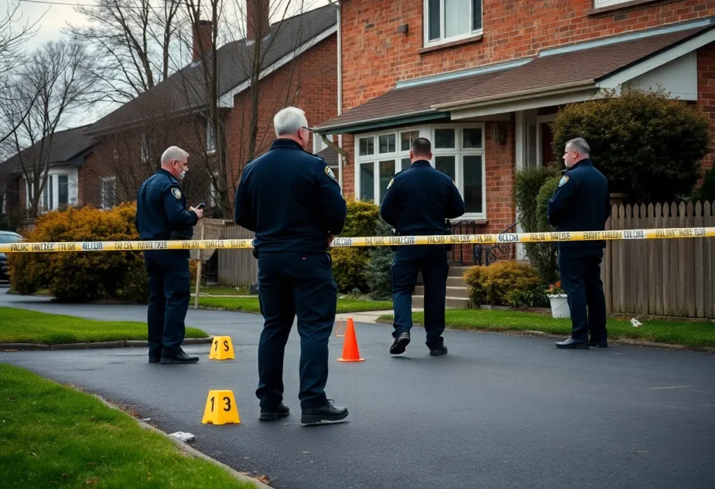 Police officers at a crime scene in Fort Worth