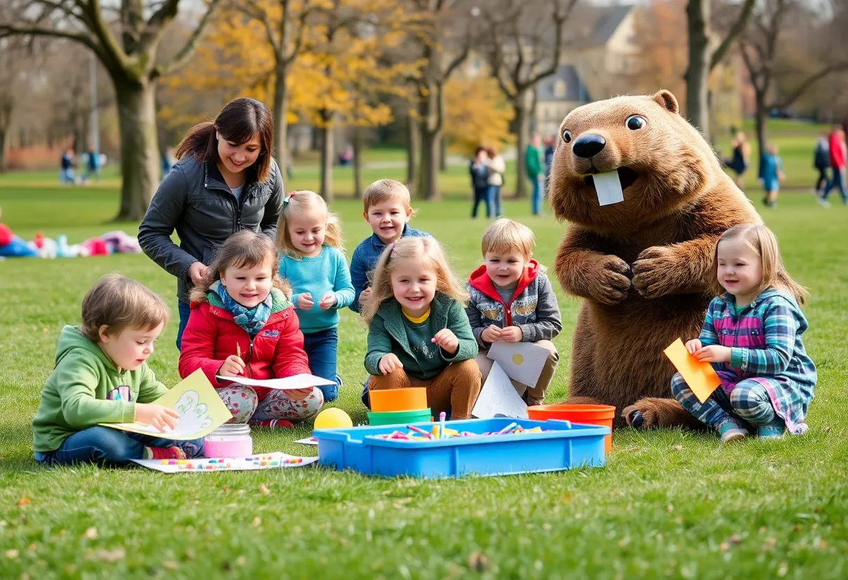 Families enjoying activities at Frisco's Groundhog Day Celebration