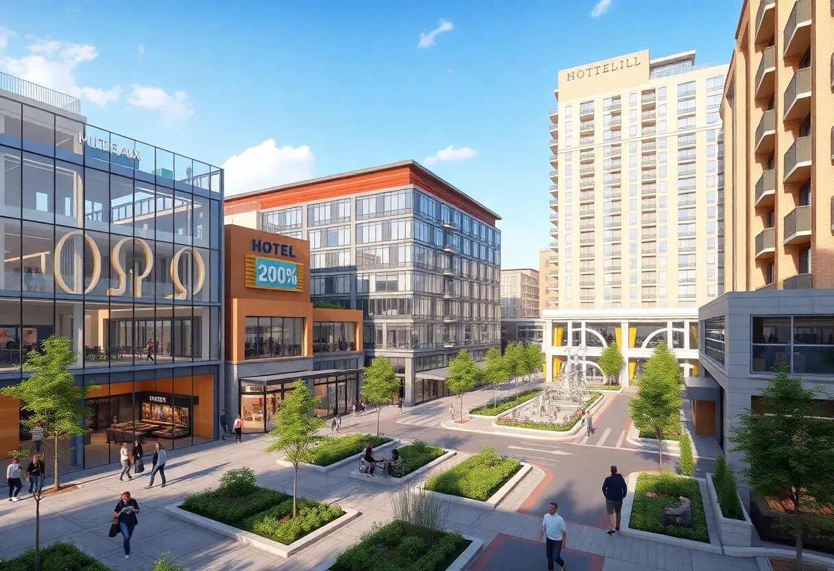 Visualization of the Front 44 mixed-use development in Westlake, TX
