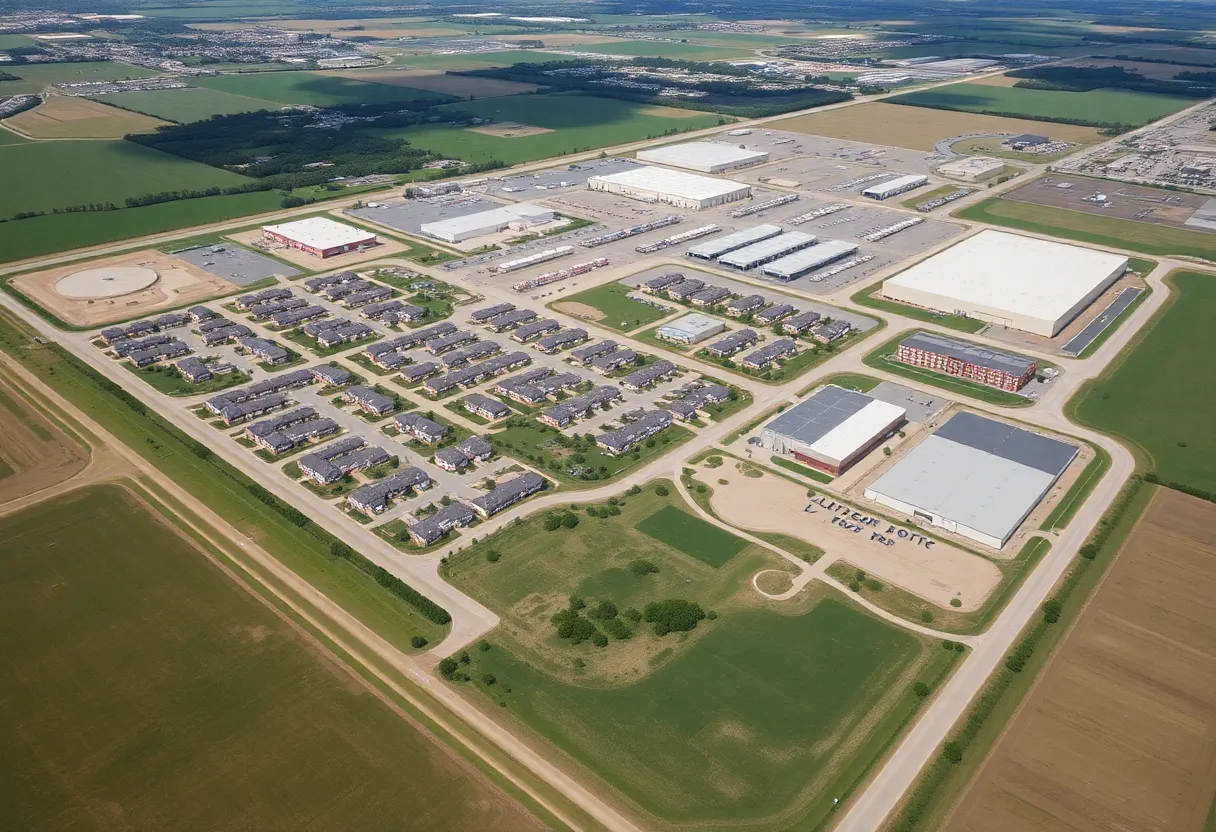 Aerial view of the Gainesville mixed-use development project site